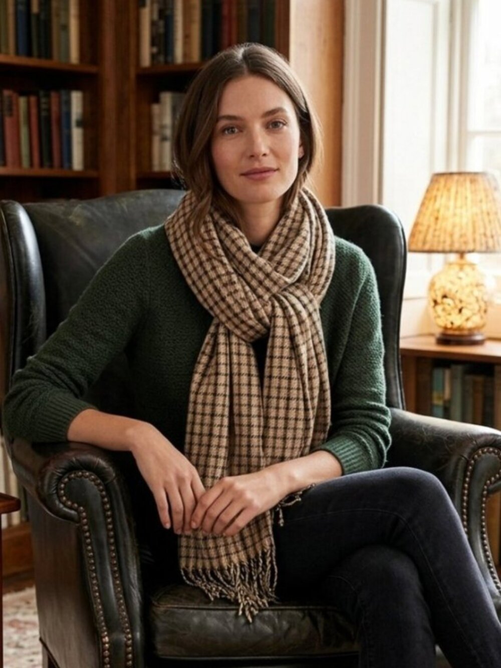 J.Crew Factory Tan Plaid Fringe Scarf NWT Classic Preppy for Fall & Winter